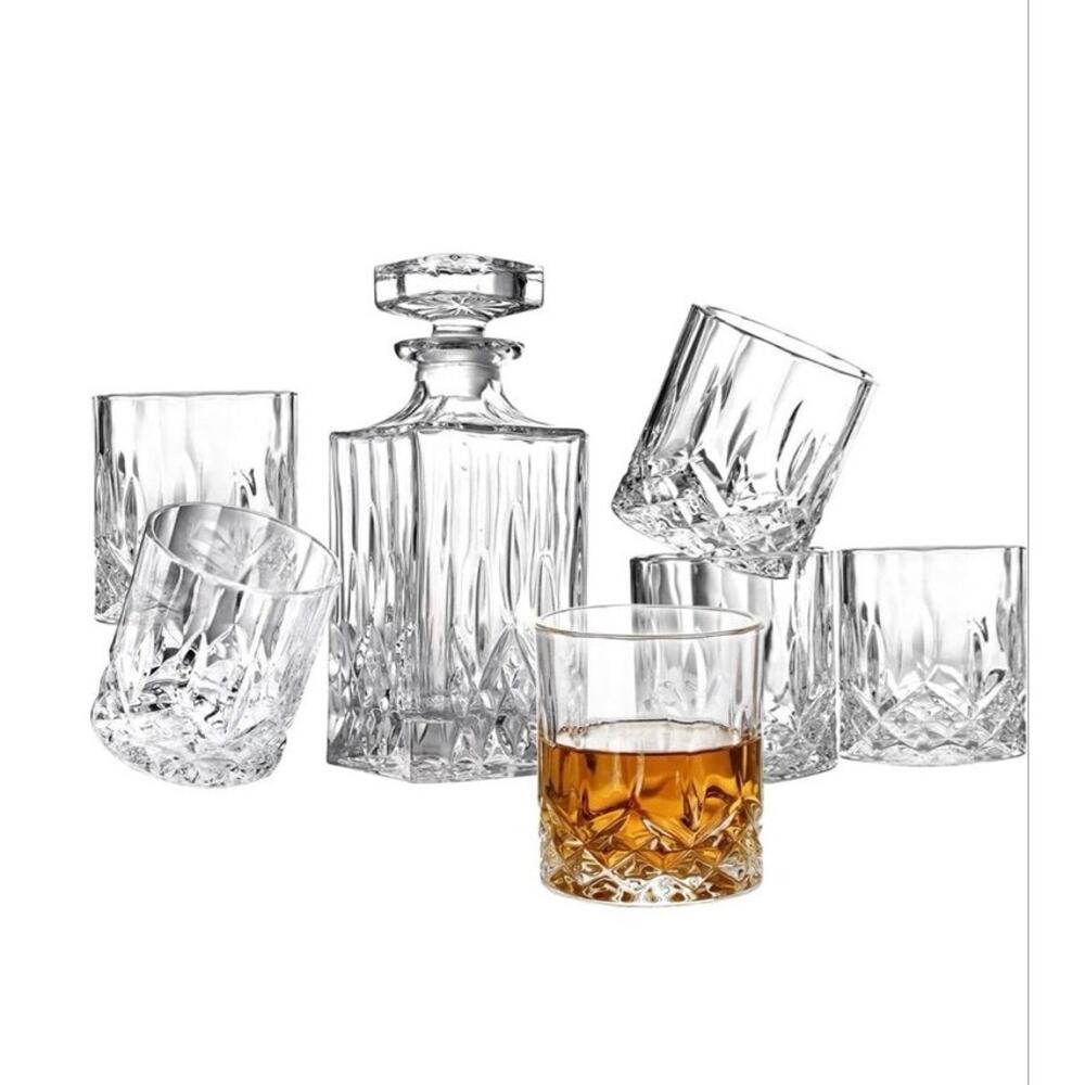 Crystal Decanter and 5 Glasses Set